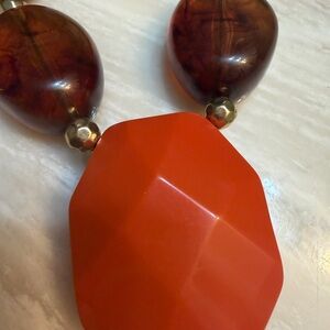 Elegant Orange and Brown Beaded Necklace